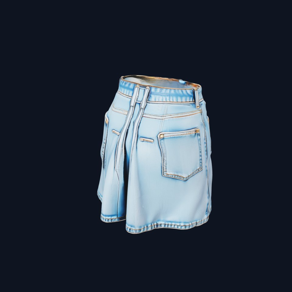 Denim Skirt Model Pack with Detailed Textures